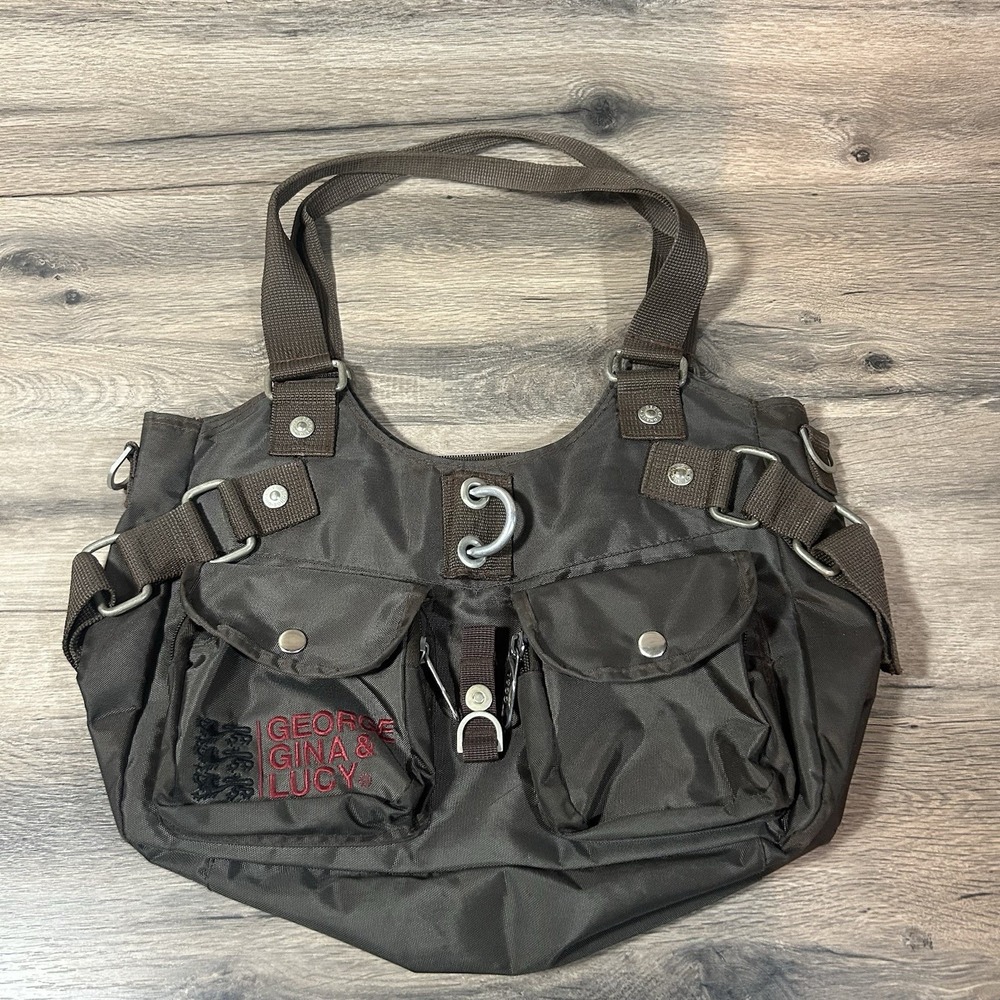 Vintage 2000s George Gina Lucy Cowgirly GGL shoulder Bag y2k Rare Nylon Brown